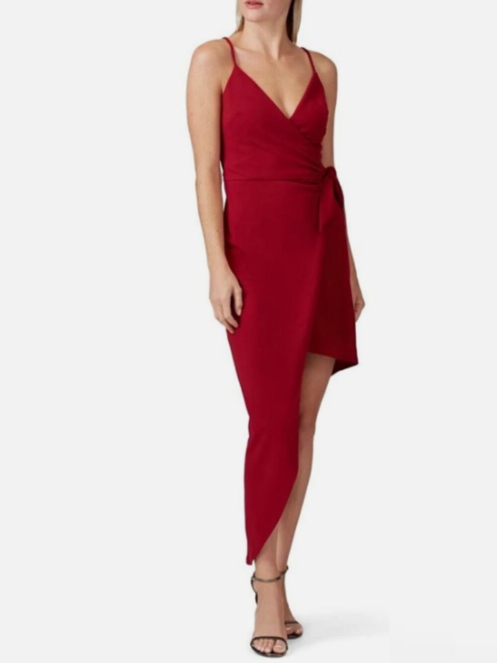 Hot Red Style Stalker Wrap Dress in Medium